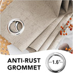 H.VERSAILTEX Linen Curtains 100% Blackout Curtains for Bedroom 102 inch Long Full Light Blocking Nature Linen Blended Window Curtains for Living Room Nickel Grommet (2 Panels, Cobblestone)