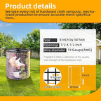 8in x 50ft Black Hardware Cloth 1/2 inch 19Ga PVC Coated Wire Mesh Vinyl Coated Fence, Welded Metal Chicken Wire Fencing Roll, Garden Plant Fencing, for Chicken Coop and Home Improvement