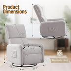 360° Rocking Chair, Nursery Rocker Chair with Side Pockets, Glider Nursing Chair with Steel Structure Base, Small Chair for Small Spaces, Sherpa Swivel Accent Chairs for Living Room, Nursing