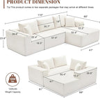 110” Cloud Sectional Couch, Boneless Sofa for Living Room, Modular Sectional Sofa with Deep Seat, Comfy Fluffy Couch with L-Shaped Chaise, No Assembly Required, Beige