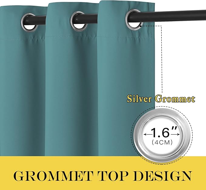 NICETOWN Bedroom Curtain Room Darkening Drapery 102 inches Length - Home Fashion Thermal Insulated Grommet Room Darkening Curtain for Living Room (Sea Teal, 1 Panel, 52 x 102 inches)