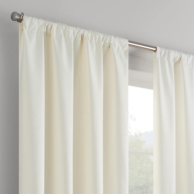 ECLIPSE Kendall Modern Blackout Thermal Rod Pocket Window Curtain for Bedroom or Living Room (1 Panel), 42 X 54, Ivory