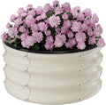 Round Galvanized Raised Garden Bed Kit, 2 x 2 x 1ft Pearl White Galvanized Garden Boxes, Outdoor for Vegetables