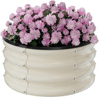 Round Galvanized Raised Garden Bed Kit, 2 x 2 x 1ft Pearl White Galvanized Garden Boxes, Outdoor for Vegetables