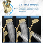 MakeFit Dual Filtered Rain Shower Head Combo, High Pressure Handheld Shower Head with Adjustable Bar - Rainfall Shower Head And Showerhead with Filter for Hard Water - Removes Chlorine(Gold)