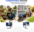 Garden Kneeler and Seat with Upgraded Wide & 3" Thick Kneeling Pad, Heavy Duty Garden Stool with 2 Large Tool Bags, Portable Bench for Weeding, Gardening Gifts for Women, Men, Seniors, Blue