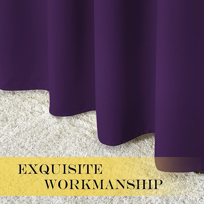 NICETOWN Blackout Room Divider Curtains for Sliding Glass Doors 102 Inches Long 1 Panel, Extra Wide Curtains for Doorway Patio Bedroom Living Room (Royal Purple, 80Wx102L, 1 Panel)