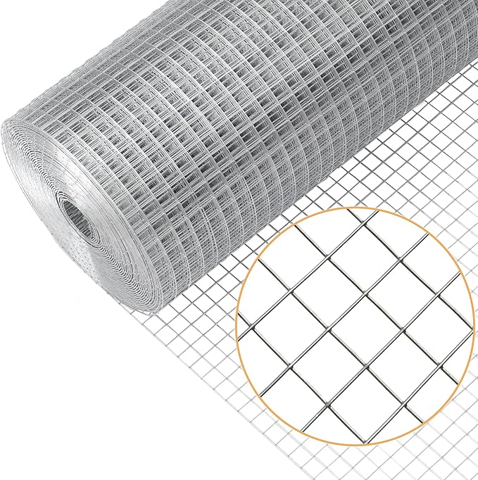 1/4inch 16Inch（H） x25Ft（L） 23 Gauge Mental Mesh Roll Hardware Cloth Chicken Fence Powder Coated Galvanized Welded Fence for Poultry Cage Home Improvement Projects