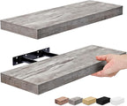 Sorbus Floating Shelves for Wall, Bathroom Shelves Wall Mounted for Kitchen, Bedroom, Bathroom Storage Over Toilet, Hanging Book Shelf for Wall Home Decor Living Room (Gray, 2 Pack)
