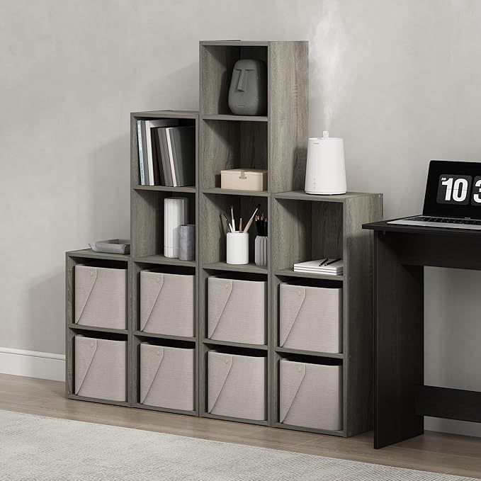 Furinno PASIR Book Shelf, 5-Tier Modern Bookshelf, Open Shelves Bookcase 9 x 12 x 52, Easy Assembly, for Living Room, Bedroom, Home Office, French Oak
