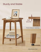 VASAGLE MAEZO Collection - Side Table, 2-Tier Small Square End Table, Nightstand with Tapered Legs, Curved Transitions, for Small Spaces, Living Room, Bedroom, Honey Brown ULET236K01
