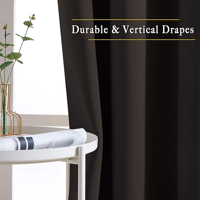 NICETOWN Blackout Curtain Panels 66 inches - Light Reducing Thermal Insulated Solid Grommet Blackout Curtains/Panels/Drapes for Living Room (Set of 2, 66 inches by 66 Inch, Toffee Brown)