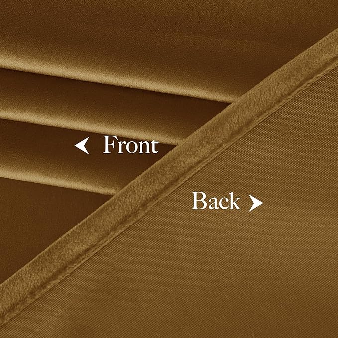 NICETOWN Gold Brown Velvet Curtains (2 Panels, 52-inch Wide x 120-inch Long), Luxury and Soft Thermal Insulated Velvet Curtains for Film, Extra Long Window Drapes for Large Door Windows