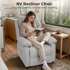 Recliner Chair, Reading Chair for Adults with Side Pockets, Recliners with Padded Deep Seat, Small Recliners for Small Spaces, Linen Fabric Comfy Chair for Bedroom, Living Room, and RV