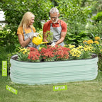 WORKPRO 4x2x1ft Galvanized Raised Garden Bed Set, Rust & Corrosion Protection, Easy Assembly, Safe Edge, Ideal for Vegetables & Flowers, Light Green