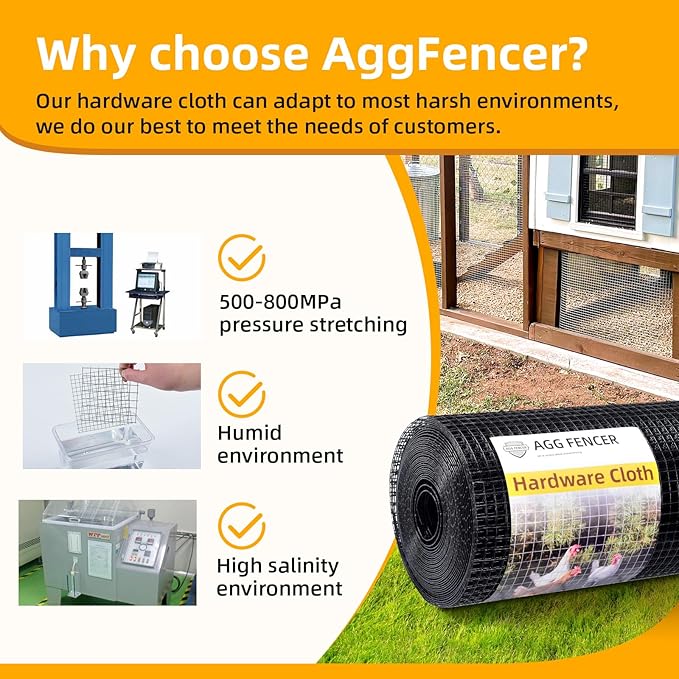 24in x 50ft Black Hardware Cloth 1/2 inch 19Ga PVC Coated Wire Mesh Vinyl Coated Fence, Welded Metal Chicken Wire Fencing Roll, Garden Plant Fencing, for Chicken Coop and Home Improvement