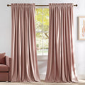 NICETOWN Dusty Pink Velvet Curtains 90 inches Long 2 Panels Set (52-inch Wide), Thermal Insulated Sound Reducing Blackout Curtains and Drapes for Film, Window Curtains for Large Door Windows