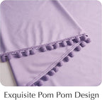 NICETOWN Lilac Purple Velvet Curtains 96 Inch Length (2 Panels) – Pom Pom Room Darkening Drapes for Nursery & Kids Room, Thermal Insulated Soft Window Treatments Whimsical Charm Decor