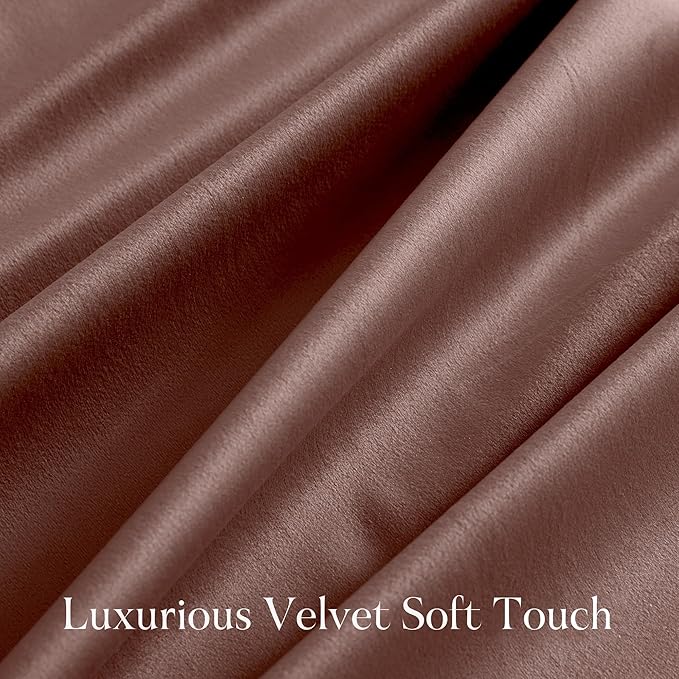 NICETOWN Pink Velvet Curtains 120 inches - Blackout Curtains for Living Room, Thermal Insulated Soundproof Panels Soft Luxury Home Decor for Bedroom, Dusty Rose Pink, W52 x L120, 2 Panels