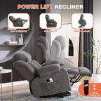 Power Lift Recliner Chair for Elderly with Vibration Massage and Lumbar Heating, Electric Lift Recliner Single Sofa with Side Pocket, Two Cup Holders and USB Charge Port for Living Room