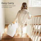 STORAGE MANIAC 2-Pack Large Laundry Hamper, 80L (21.1 Gal) Collapsible Laundry Basket with Bamboo Handles, Freestanding Waterproof Clothes Hamper for Laundry Room, Bedroom, Dorm, Towels, Toys, Beige