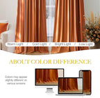 NICETOWN Orange Velvet Curtains 96 inch Long - Room Darkening Red Orange Rod Pocket Privacy Backdrops Drapes Soft Window Treatments for Bedroom and Living Room(2 Panels, 52" Wide)