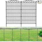 Decorative Garden Fence 6 Panel - 42in H x 13.26 ft L, No Dig Rustproof Metal Tall Animal Barrier for Dogs Rabbits, Outdoor Border for Yard, Patio, and Flower Beds