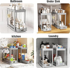 2 Pack Pull-Out Storage Organizers, Under Sink Organizer and Storage for Bathroom & Kitchen,Multi-Purpose Under Cabinet Organizers and storage Black