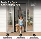 AUGO Magnetic Screen Door - Self Sealing, Heavy Duty, Hands Free Mesh Partition Keeps Bugs Out - Pet and Kid Friendly - Patent Pending Keep Open Feature - 38 Inch x 97 Inch