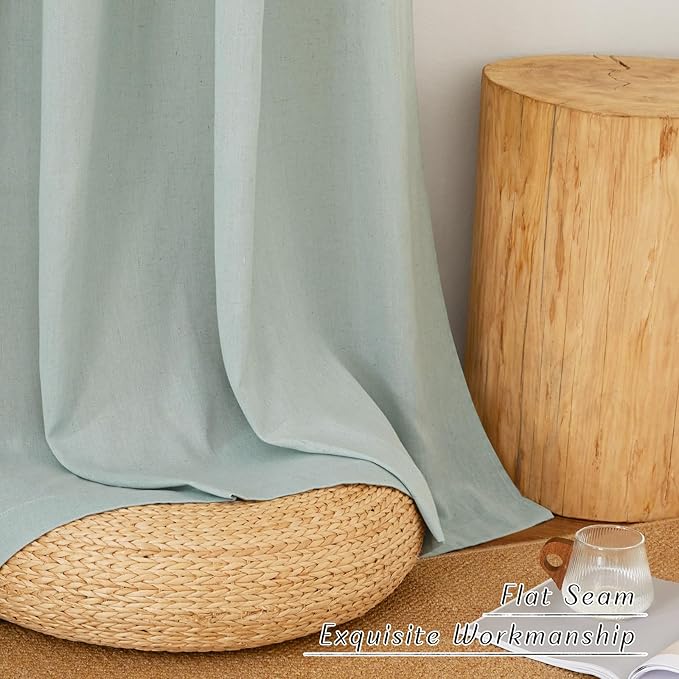 NICETOWN Thick Linen Sage Green Curtains 72 inches Long, Grommet Linen Weave Privacy Added with Light Through Window Treatment Fresh for Bedroom/Living Room, W55 x L72, 2 Panels