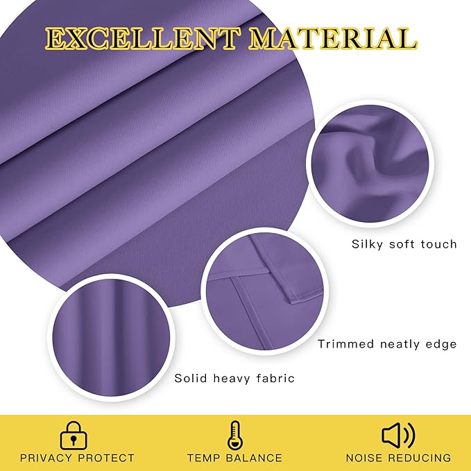 NICETOWN Blackout Room Divider Curtains for Sliding Glass Doors 102 Inches Long 1 Panel, Extra Wide Curtains for Doorway Patio Bedroom Living Room (Lilac Purple, 80Wx102L, 1 Panel)