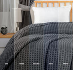 Utopia Bedding Charcoal 100% Cotton Waffle Blanket 300 GSM [Queen - 90x90 Inch] Soft Lightweight Breathable Bed Blanket for All Season
