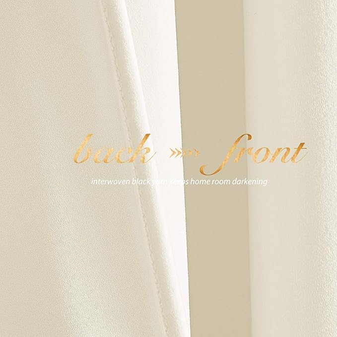 NICETOWN Thermal Insulated Velvet Curtains Ivory White 84 inch Length, Heavy Duty Keep Warm Room Darkening Thermal Insulated Drapes for Patio Hall Villa, Bedroom Window Treatments Set of 2