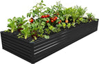 12x4x1.5FT Galvanized Raised Garden Bed,Vegetable Boxes-Rectangle Metal Flower Box,Large Planter Raised Beds Outdoor Garden for Planting,Fruit,Herb-Black