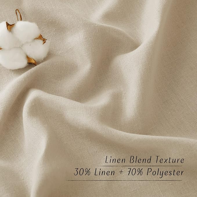 NICETOWN Rustic Linen 102 inch Long Curtains for Living Room, Grommet Privacy Added Thick Linen Weave with Light Filter Window Curtains & Drapes for Bedroom, Angora, W55 x L102, 2 Panels