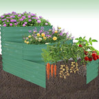 IDEALHOUSE Triple-Layer Galvanized Raised Garden Bed, 61x42x31 Inch Outdoor Modular Planter Box for Vegetables, Herbs & Flowers, 3-in-1 Open-Base Design for Deep Root Growth, Green