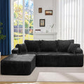 Modular Sectional Sofa Couches L-Shape Couch 3 Seat Modular Sofa Memory Foam Sectional Couches for Living Room, Cloud Couch with Oversized Chaise (Black Stripe, 108" Left Facing Chaise)