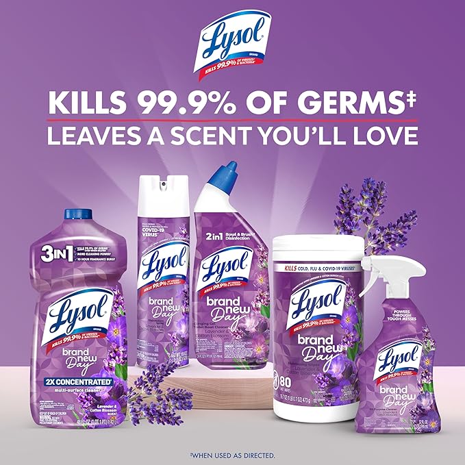 Lysol Disinfectant Spray, Sanitizing and Antibacterial Spray, For Disinfecting and Deodorizing, Lavender & Cotton Blossom Scent, 19 Oz (Pack of 2)