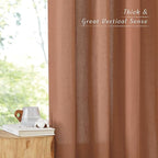 NICETOWN Caramel Short Linen Curtains for Kitchen, Thick Flax Small Window Treatments Semi Sheer Privacy Assured with Light Through for Cafe/Bathroom, W42 x L63, 2 Panels