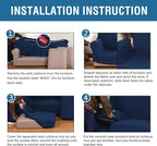 H.VERSAILTEX 3 Piece Stretch Sofa Covers for 2 Cushion Loveseat Couch Covers for Living Room Sofa Slipcovers (Base Cover Plus 2 Seat Cushion Covers) Thicker Jacquard Fabric(Medium Sofa, Navy)