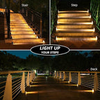 NIORSUN Outdoor Step Lights,8 Pack Warm White Solar Step Lights Waterproof IP67 Auto On Off,Solar Lights for Steps,Stair,Patio,Yard,Porch,Front Door,Sidewalk,Deck Decor