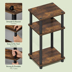Furinno JUST Side Table Set of 2, 3-Tier End Tables, Open Shelves Night Stand, Nightstand, Toolless Assembly, for Living Room, Bedroom, Amber Pine