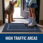 OLANLY Front Door Mat Indoor Outdoor Entrance, Waterproof All-Season, All-Weather Doormat, Sturdy Natural Rubber, Fade Resistant, Low Profile, Easy Clean Patio Porch Entryway Mat, 47x32, Blue
