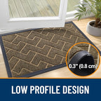 OLANLY Front Door Mat Indoor Outdoor Entrance, Waterproof All-Season, All-Weather Doormat, Sturdy Natural Rubber, Low Profile, Easy Clean Patio Porch Entryway Mat, Herringbone Brick (Brown, 36x24)