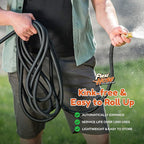 Flexi Hose Lightweight Expandable Garden Hose, 25FT -Retractable Garden Hose, Water Hose - No-Kink Flexibility, 3/4 Inch Solid Brass Fittings and Double Latex Core