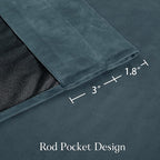 NICETOWN Slate Blue Blackout Velvet Curtains for Bedroom 2 Panels, 52 x 96 Soft Blue for Relax Thermal Insulated Drapes for Living Room, Extra Long Privacy Protection Window Treatment