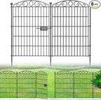 12 Panel Garden Fence with Gate - 36in H x 24.9ft L, No Dig Rustproof Metal Tall Animal Barrier for Dogs Rabbits, Decorative Outdoor Border for Yard, Patio, and Flower Beds