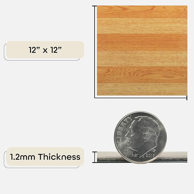 Nexus Self Adhesive 12-Inch Vinyl Floor Tiles, 20 Tiles - 12" x 12", Wood Light Oak Plank-Look Pattern - Peel & Stick, DIY Flooring for Kitchen, Dining Room, Bedrooms & Bathrooms by Achim Home Décor