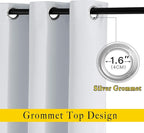 NICETOWN Room Darkening Curtains for Living Room - Easy Care Solid Thermal Insulated Grommet Curtains/Drapes for Bedroom (2 Panels, 66 by 90, Greyish White)