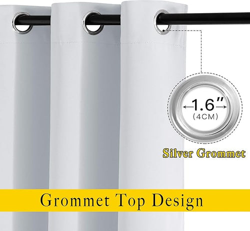 NICETOWN Room Darkening Curtains for Nursery, Grommet Thermal Insulated Light Blocking Window Treatments Sound Reducing for Bedroom, W37 x L72, 2 Panels, Greyish White